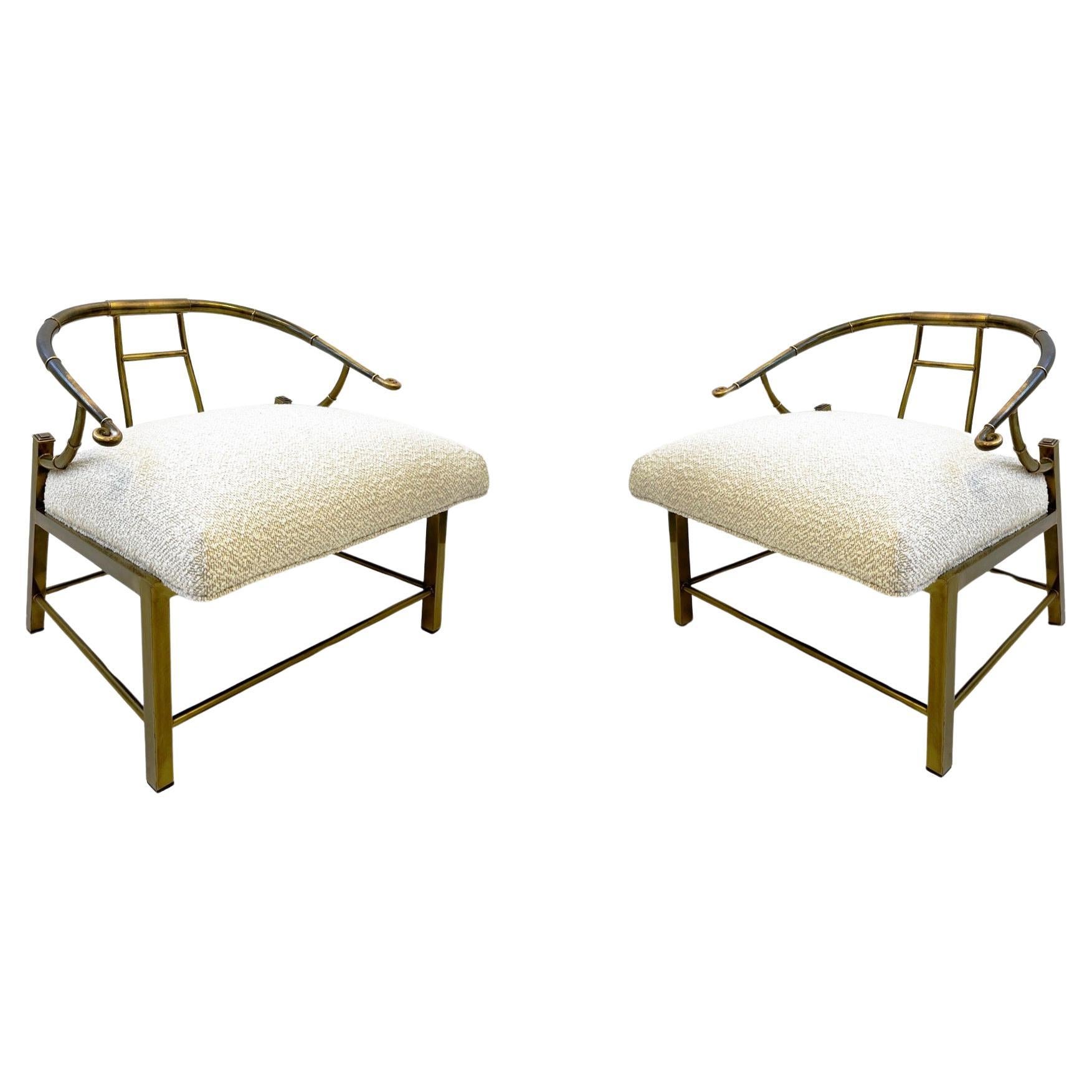 Pair of Aged Brass Lounge Chairs by Mastercraft