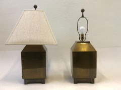 Pair of Aged Brass Table Lamps by Mastercraft