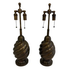 Pair of Aged Brass Westwood American 1960s Mid Century Table Lamps
