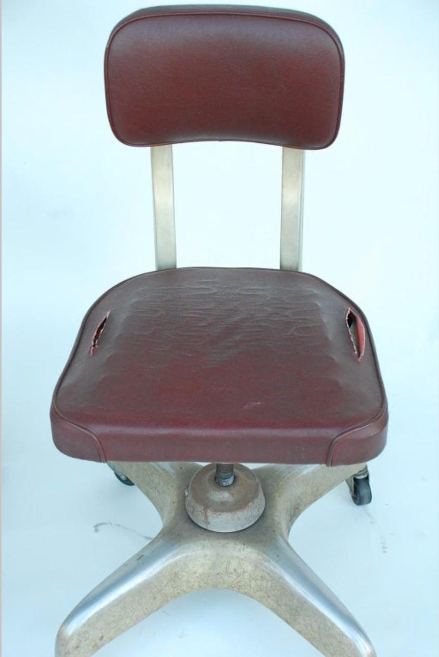 Pair of Aged Industrial Office Swivel Chairs For Sale 2