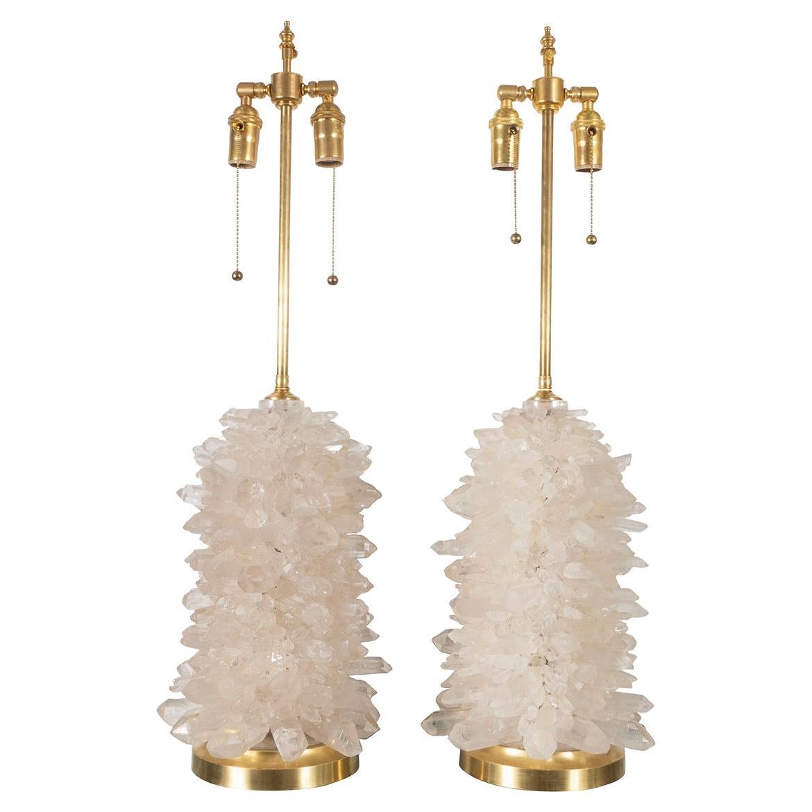 Pair of "Aggregate" Rock Crystal Cluster Lamps by Spark Interior For Sale
