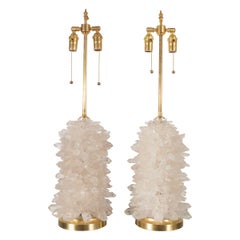 Pair of "Aggregate" Rock Crystal Cluster Lamps by Spark Interior