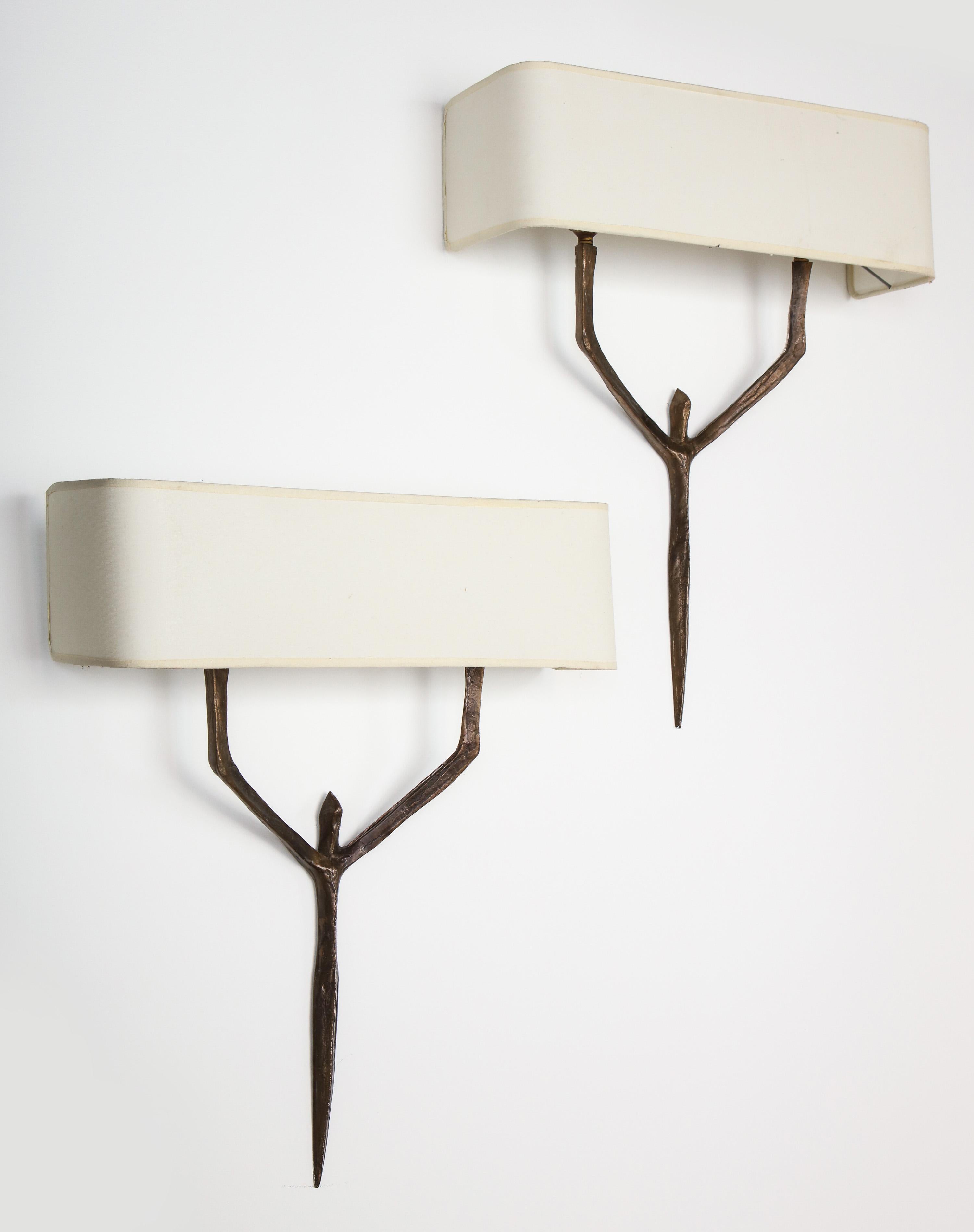 Mid-Century Modern Pair of Agostini Sconces For Sale