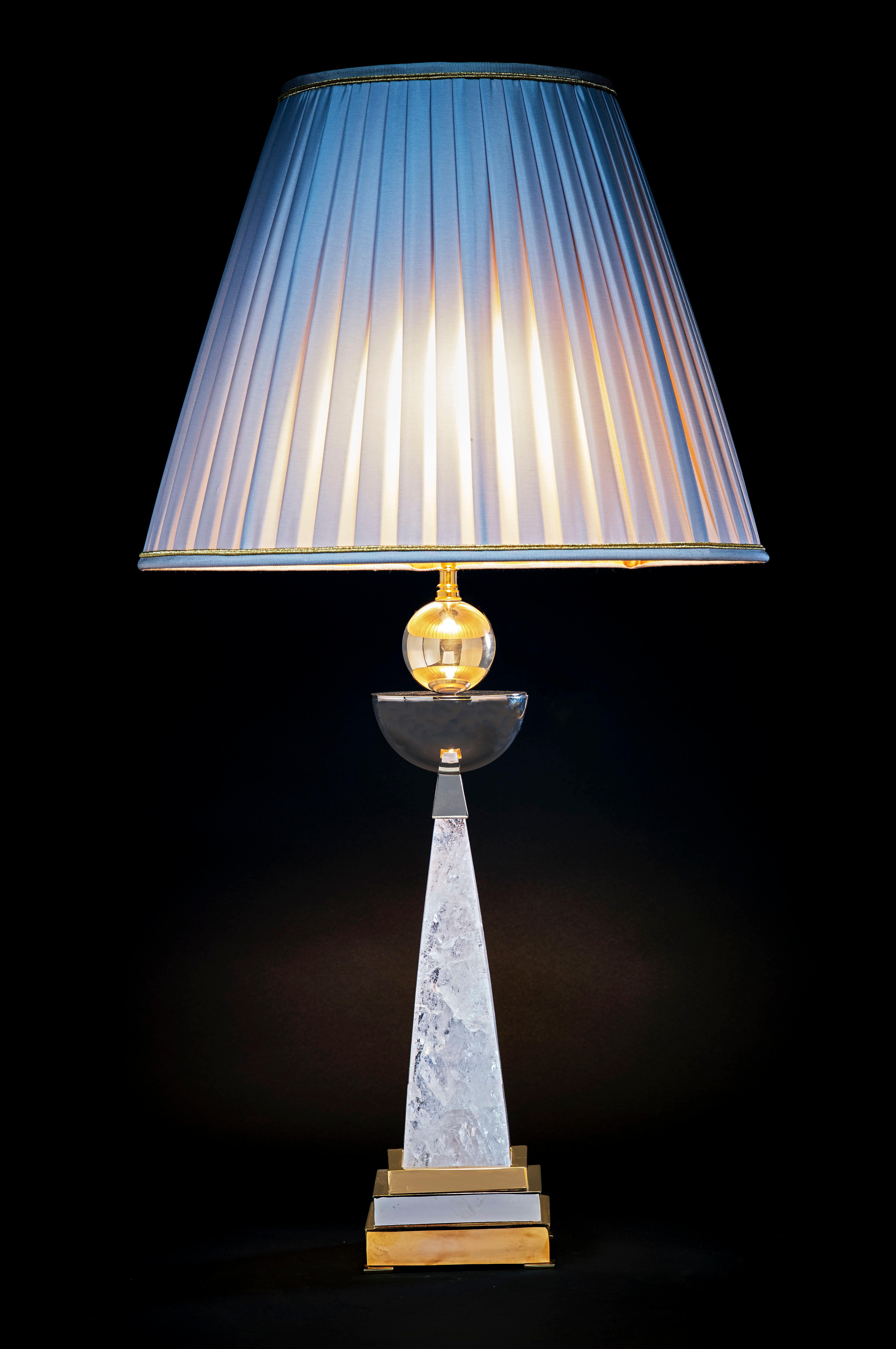 French Pair of Aiko 1 Rock Crystal Lamps by Alexandre Vossion For Sale