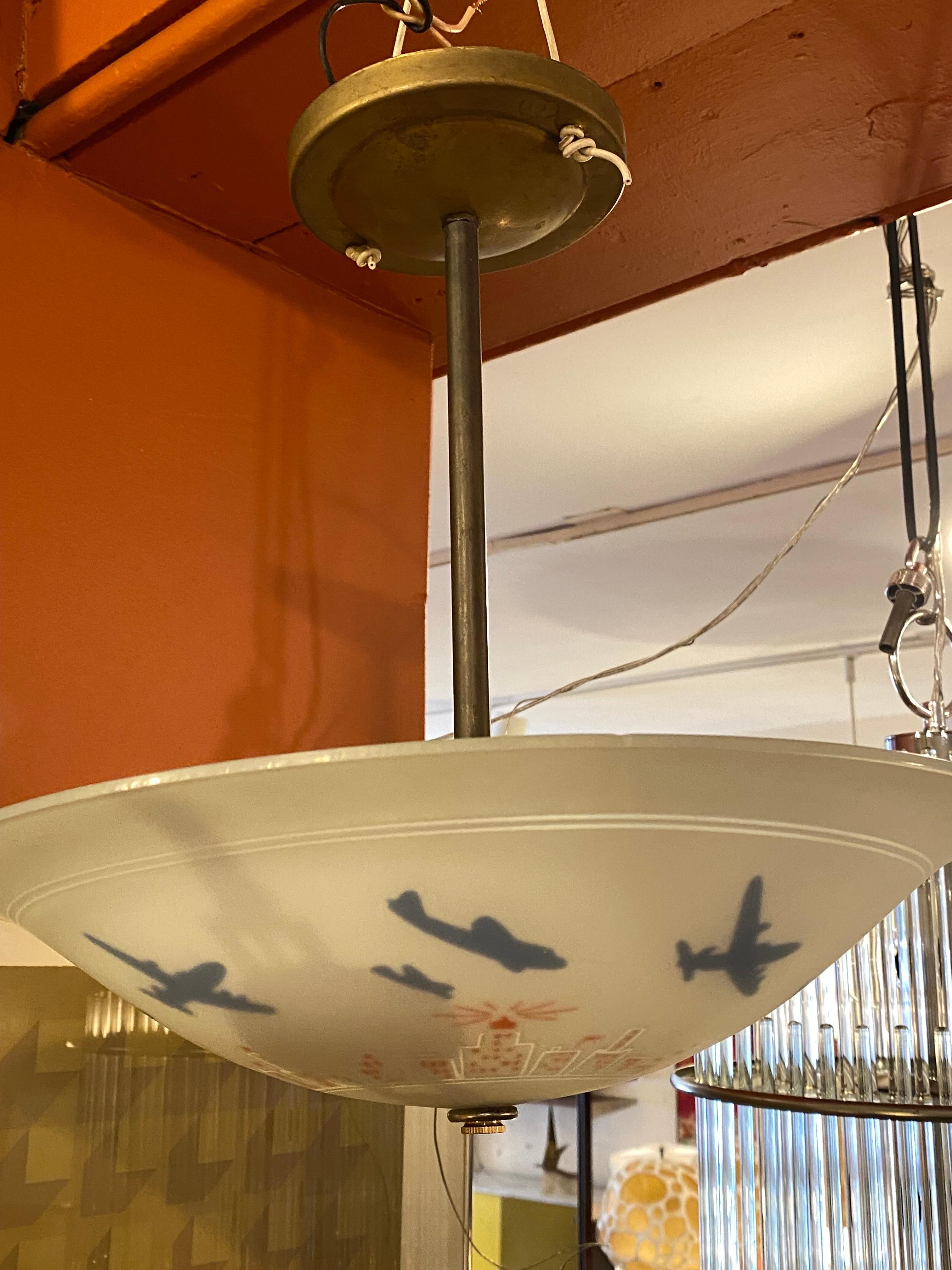 Mid-Century Modern Pair of Airplane Hanging Lamps