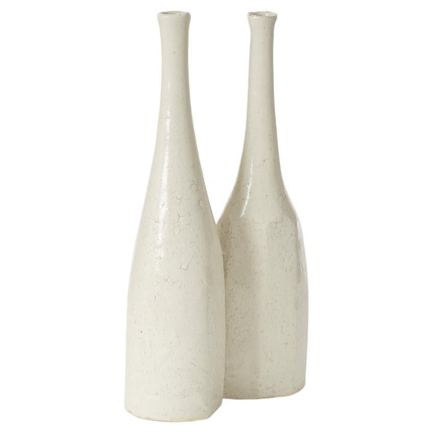 Pair of Akiko Hirai Ceramic ‘Morandi’ Bottle Vases, Early 21st Century, UK