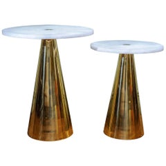 Pair of Alabaster and Brass Pedestals