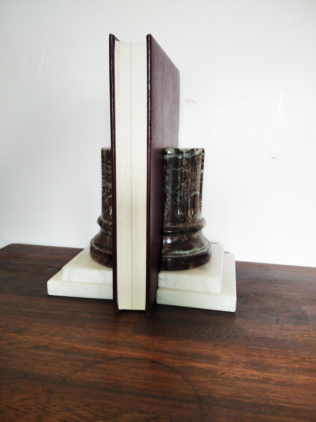Bookends Alabaster & Marble Column  Desk Grand Tour Style Italy 50s 4