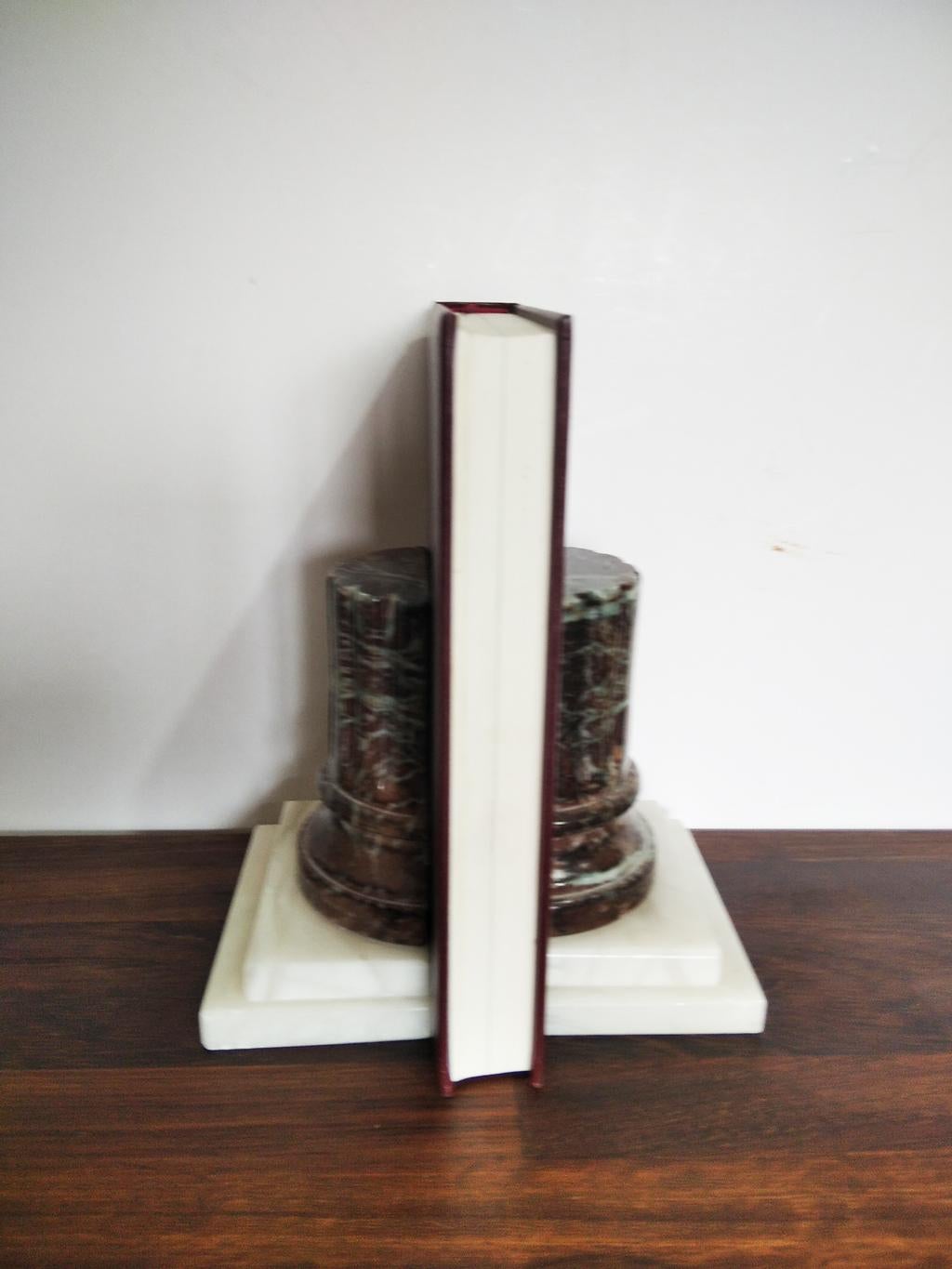 Bookends Alabaster & Marble Column  Desk Grand Tour Style Italy 50s 5