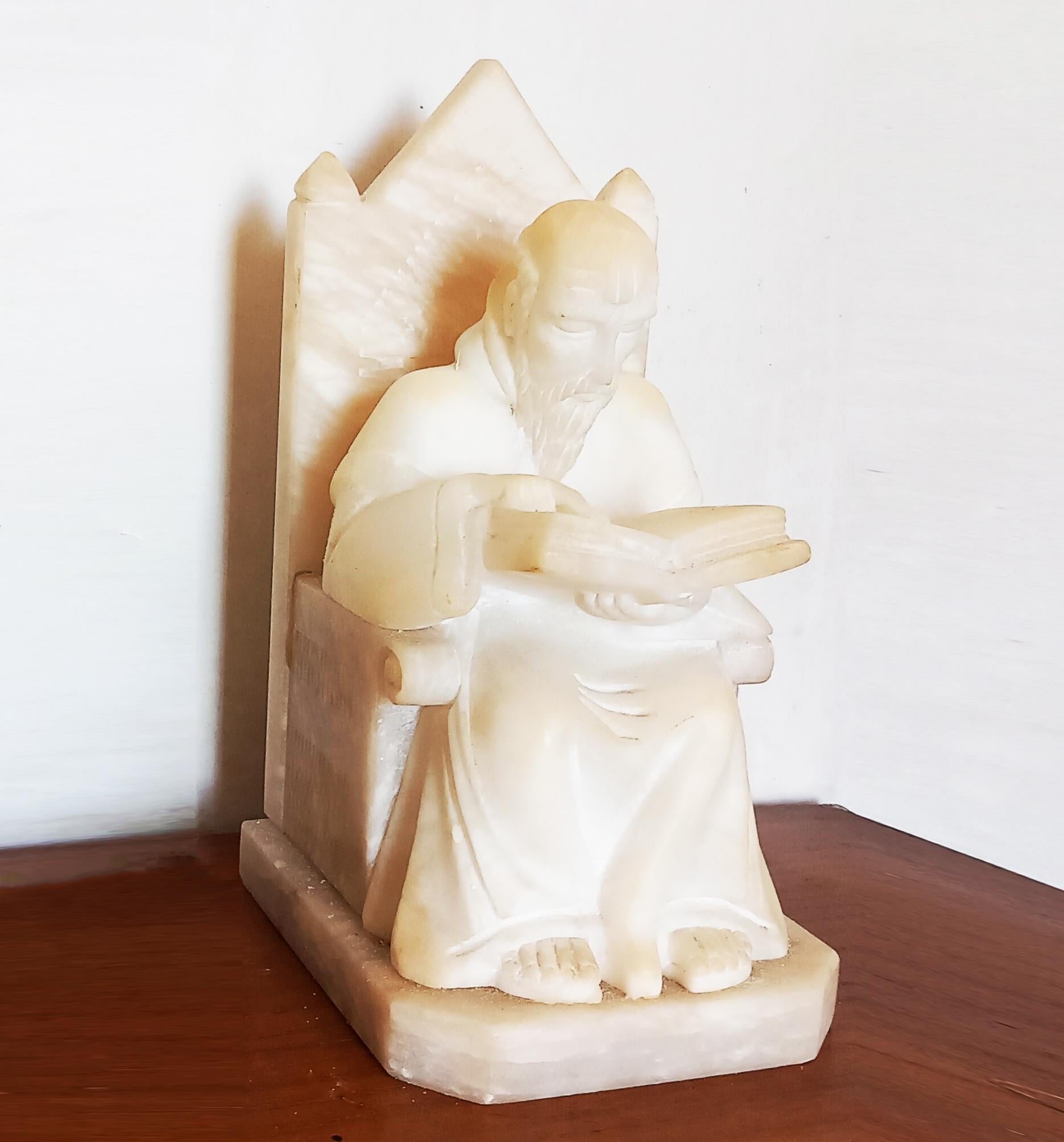 Pair of Alabaster Bookends in Form of Medieval Library Very  In Good Condition For Sale In Mombuey, Zamora