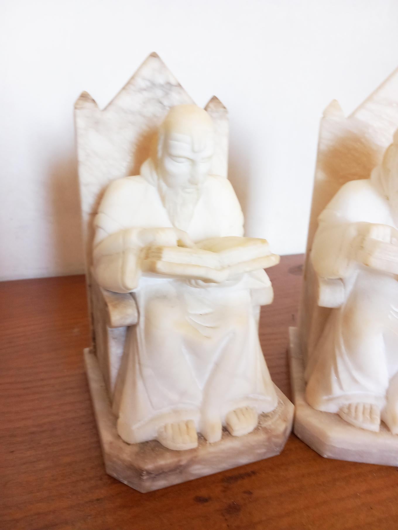 Pair of Alabaster Bookends in Form of Medieval Library Very  For Sale 2