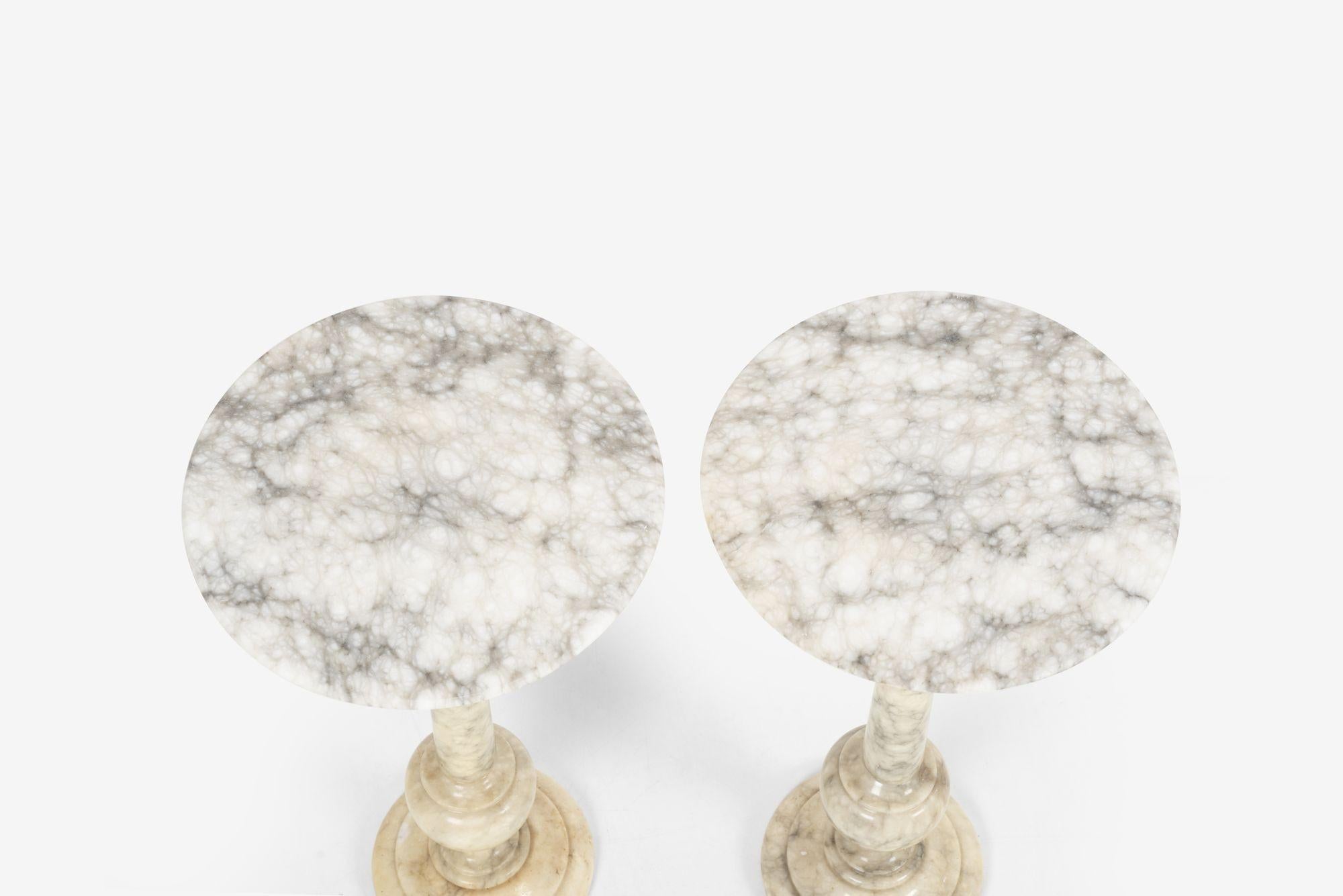 Italian Pair of Alabaster End Tables or Plant or Display Collums For Sale