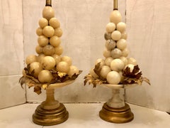 Pair of Alabaster Grape Table Lamps