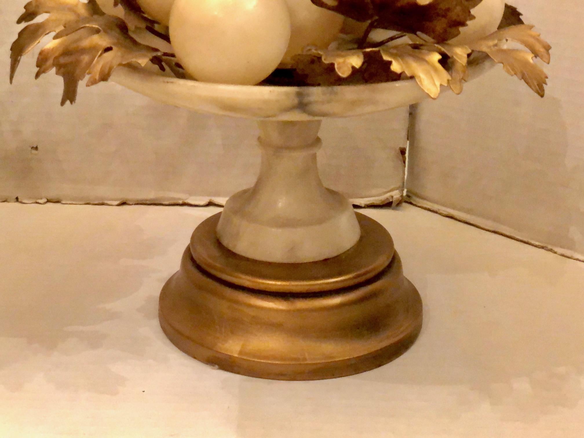 Mid-20th Century Pair of Alabaster Grape Table Lamps For Sale