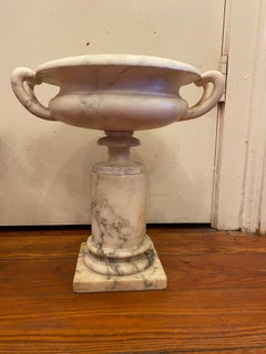 Pair of Alabaster Handled Tazza on Plinth