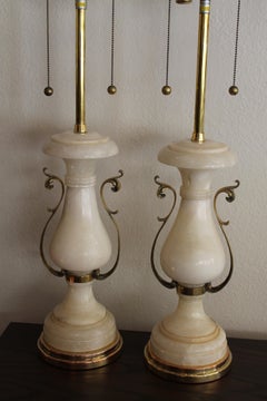 Pair of Alabaster Lamps by The Marbro Lamp Company, Los Angeles, CA.