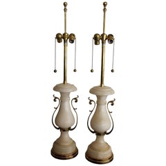 Pair of Alabaster Lamps by The Marbro Lamp Company, Los Angeles, CA.