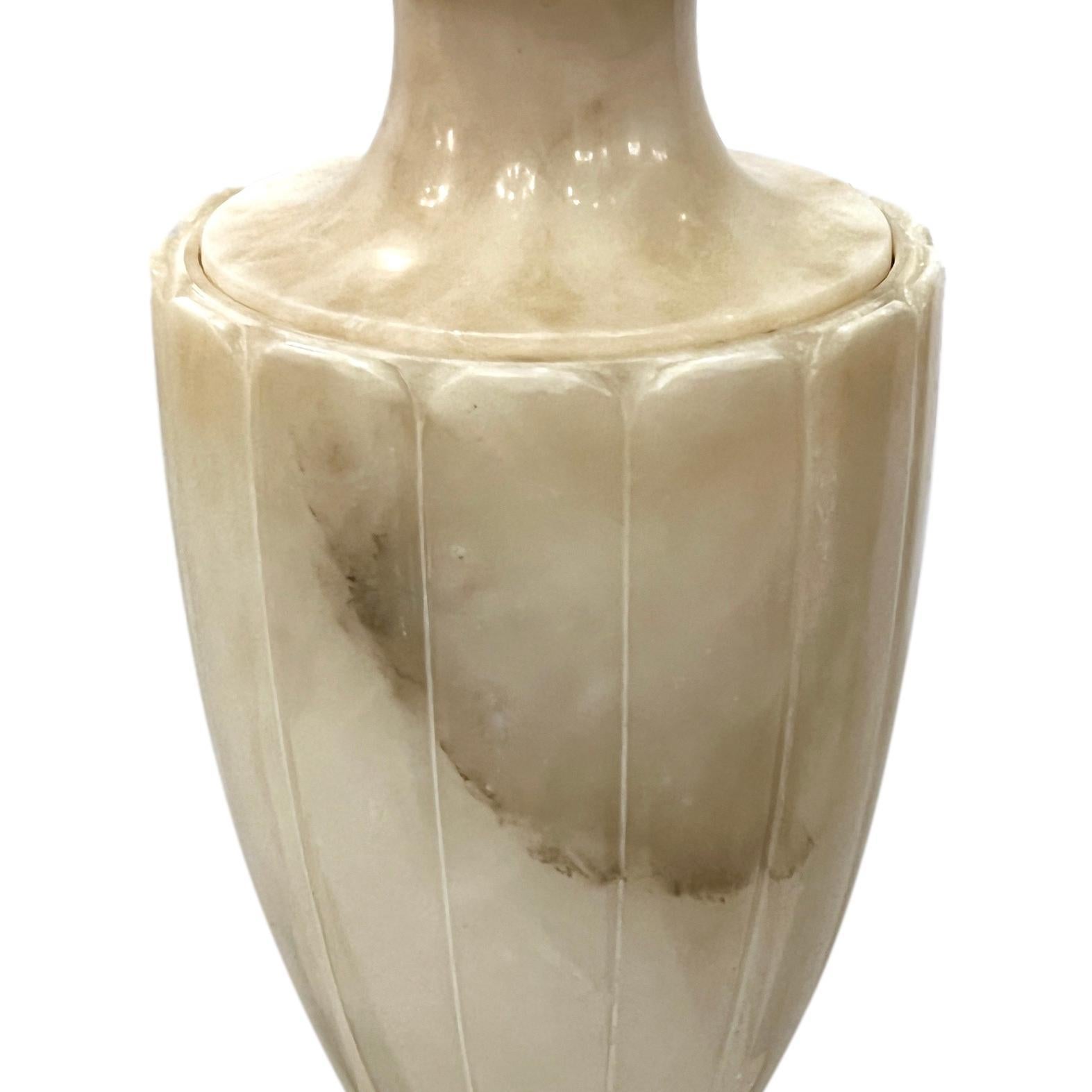Mid-20th Century Pair of Alabaster Lamps For Sale