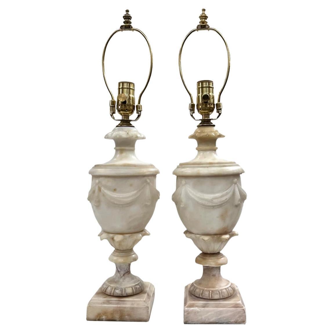 Pair of Alabaster Lamps