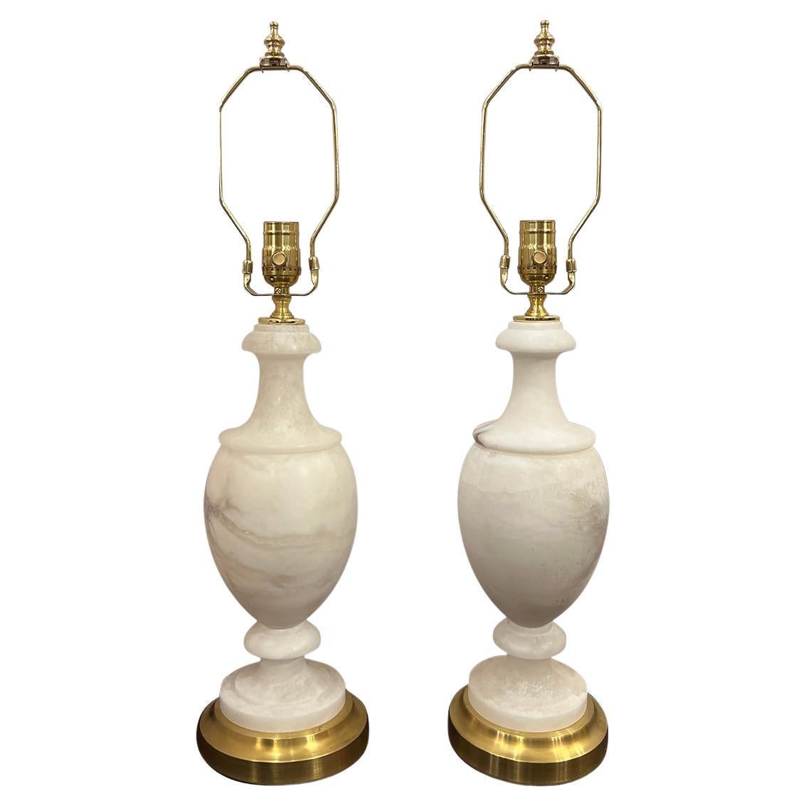 Pair of Alabaster Lamps