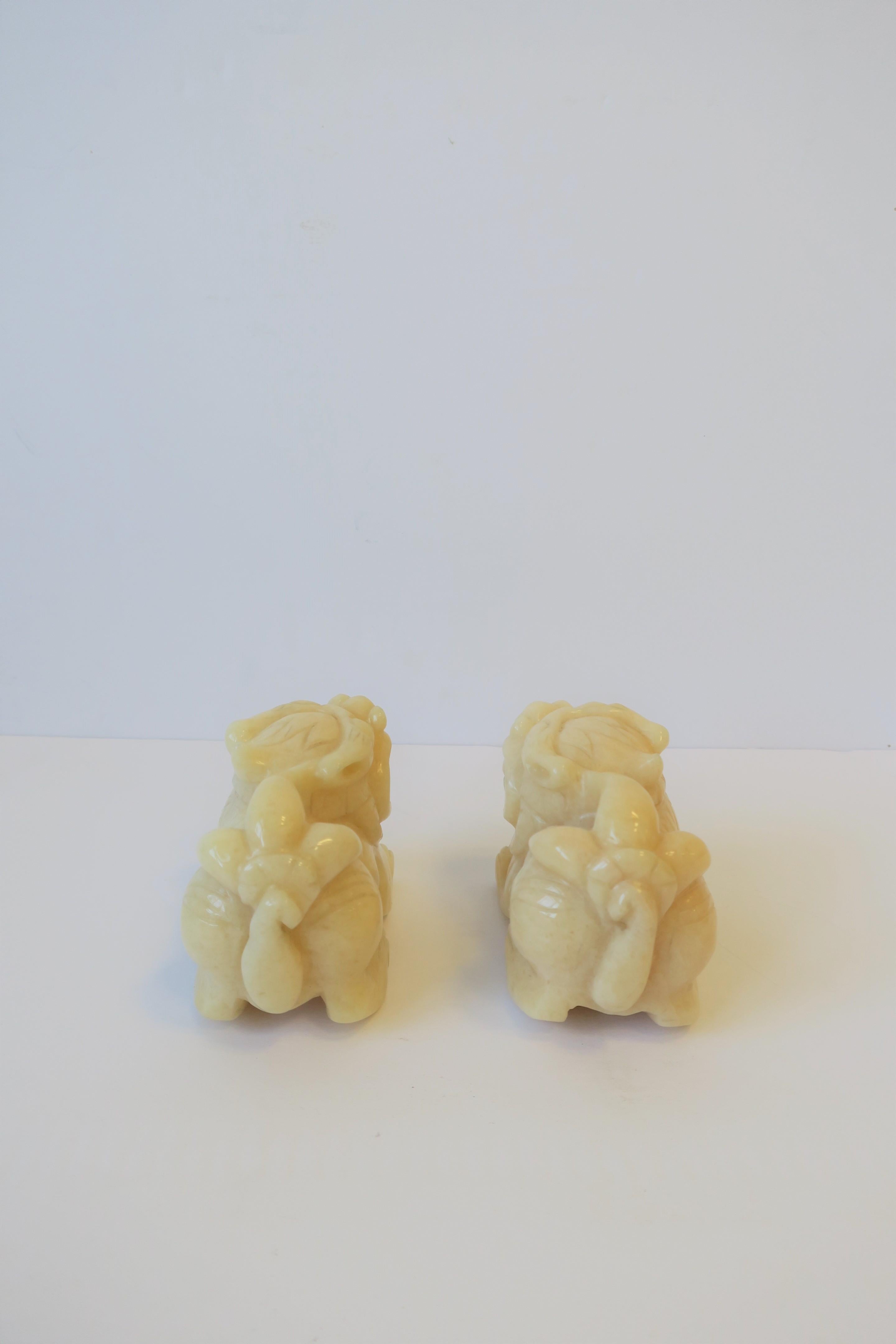 Pair of Alabaster Marble Foo Dogs 3
