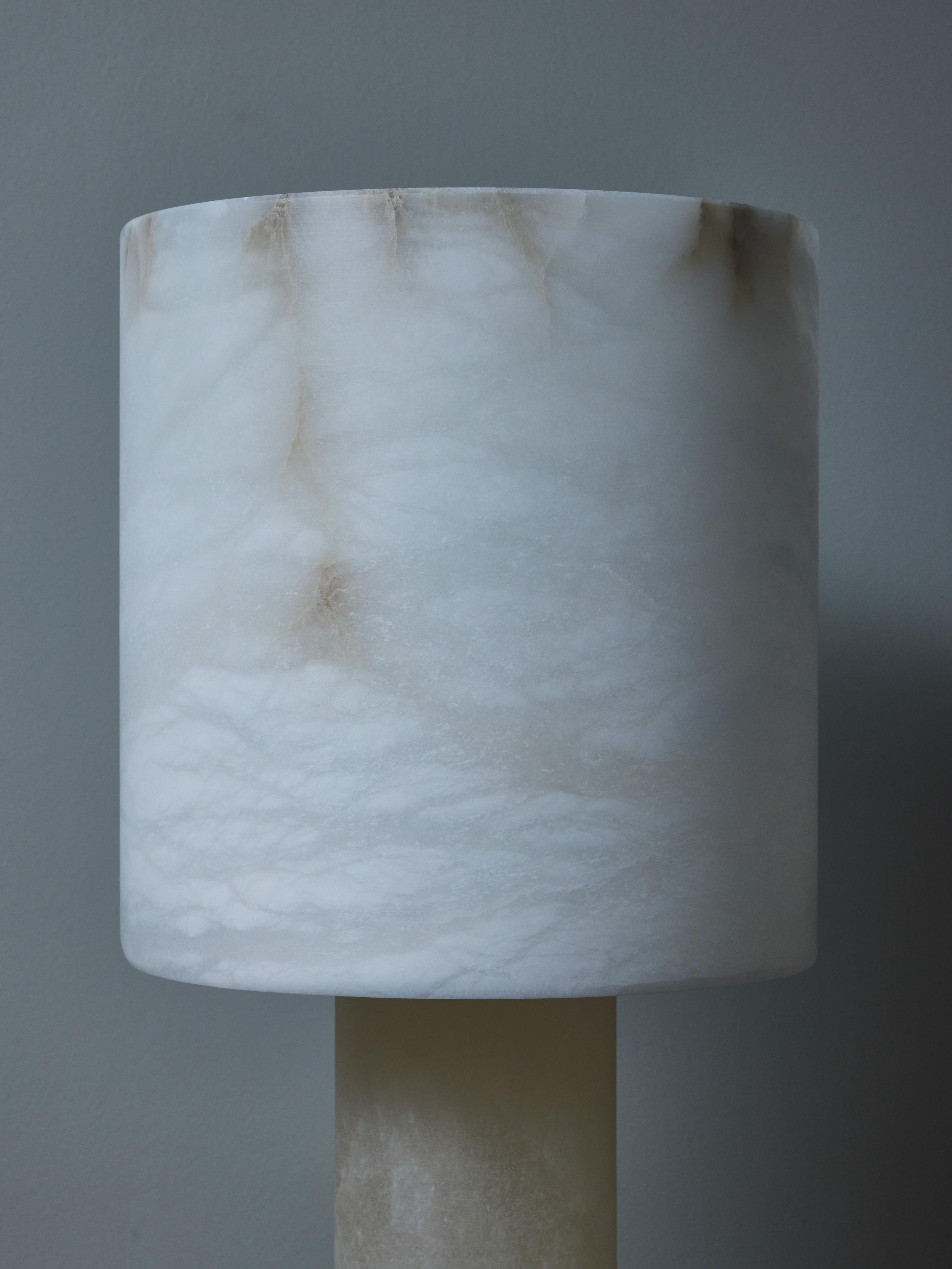 Spanish Pair of Alabaster Monolithic Table Lamps For Sale