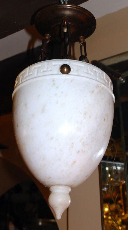 Pair of Alabaster Pendant Fixtures, Sold Individually 1