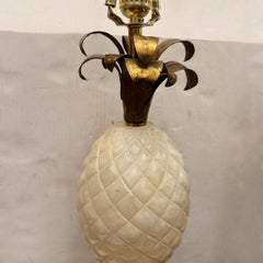 Pair of Alabaster Pineapple Lamps