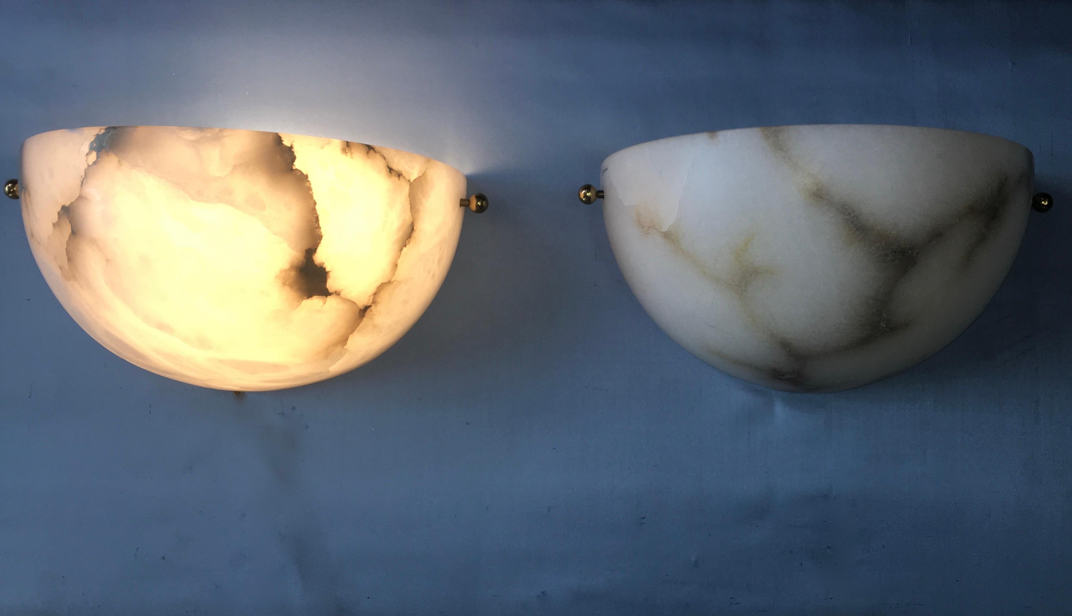 Late 20th Century Pair of Alabaster Sconces by Lightolier