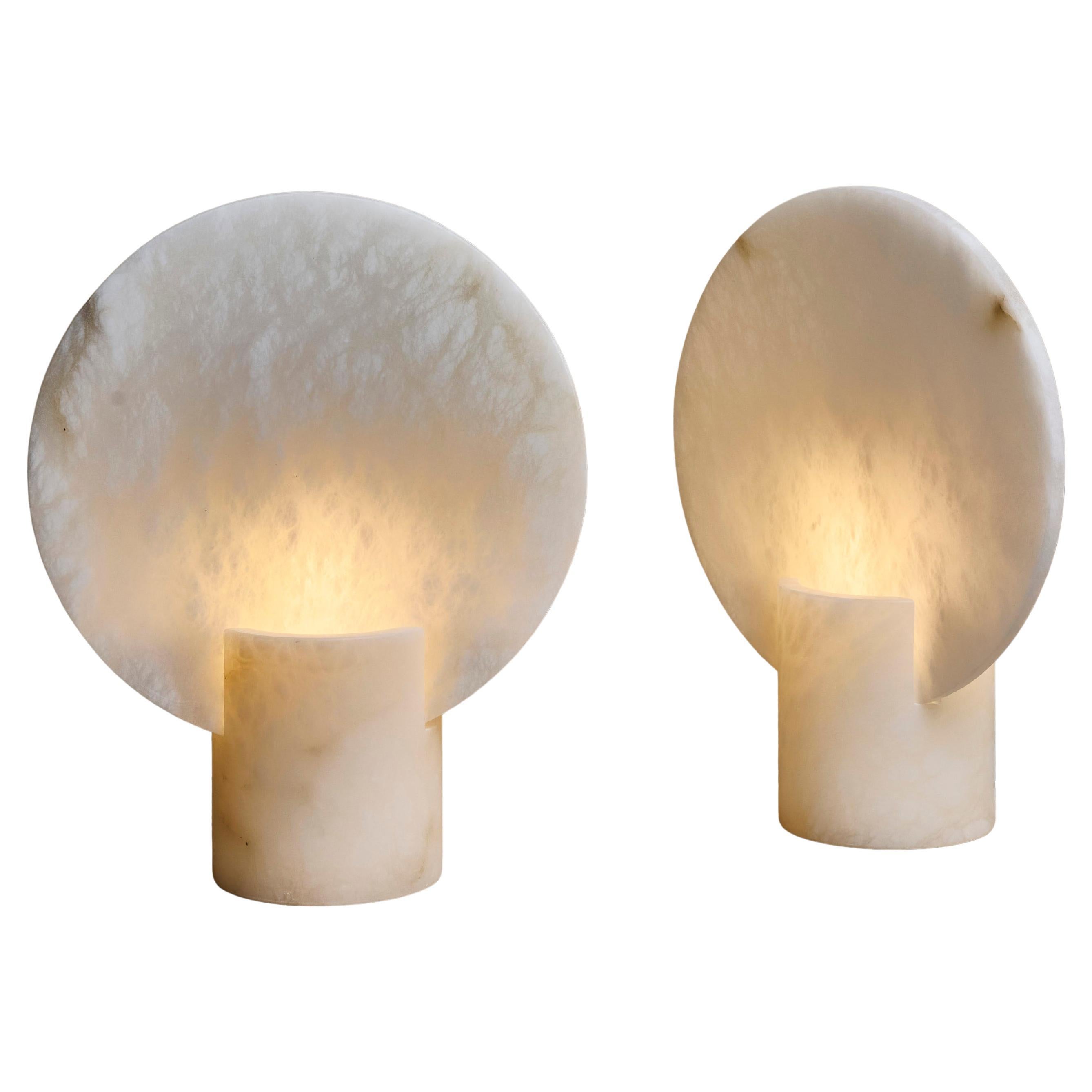 Paire de lampes de table à écran en albâtre