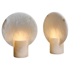 Pair of Alabaster Screen Table Lamps