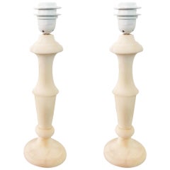 Pair of Alabaster Table Lamp White, Italy, 20th Century