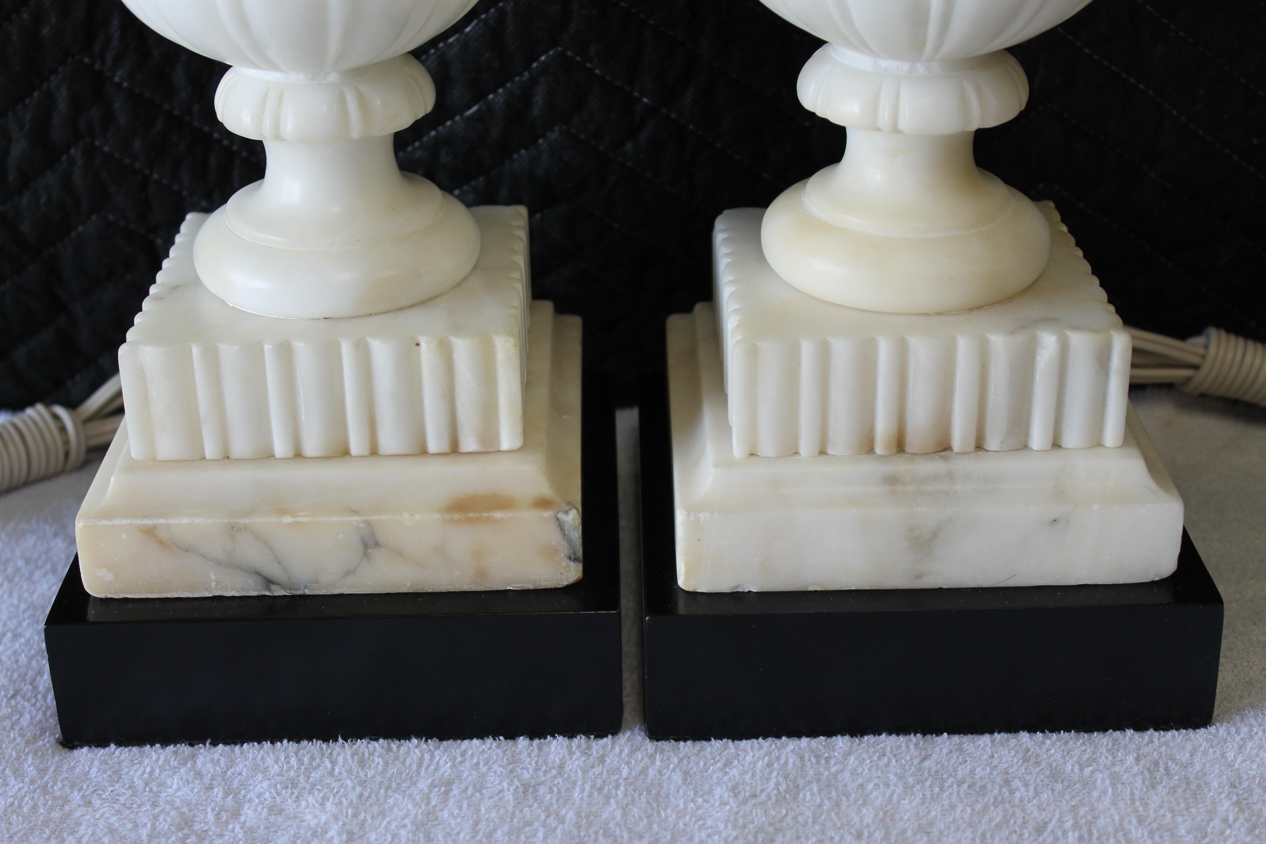 American Pair of Alabaster Table Lamps