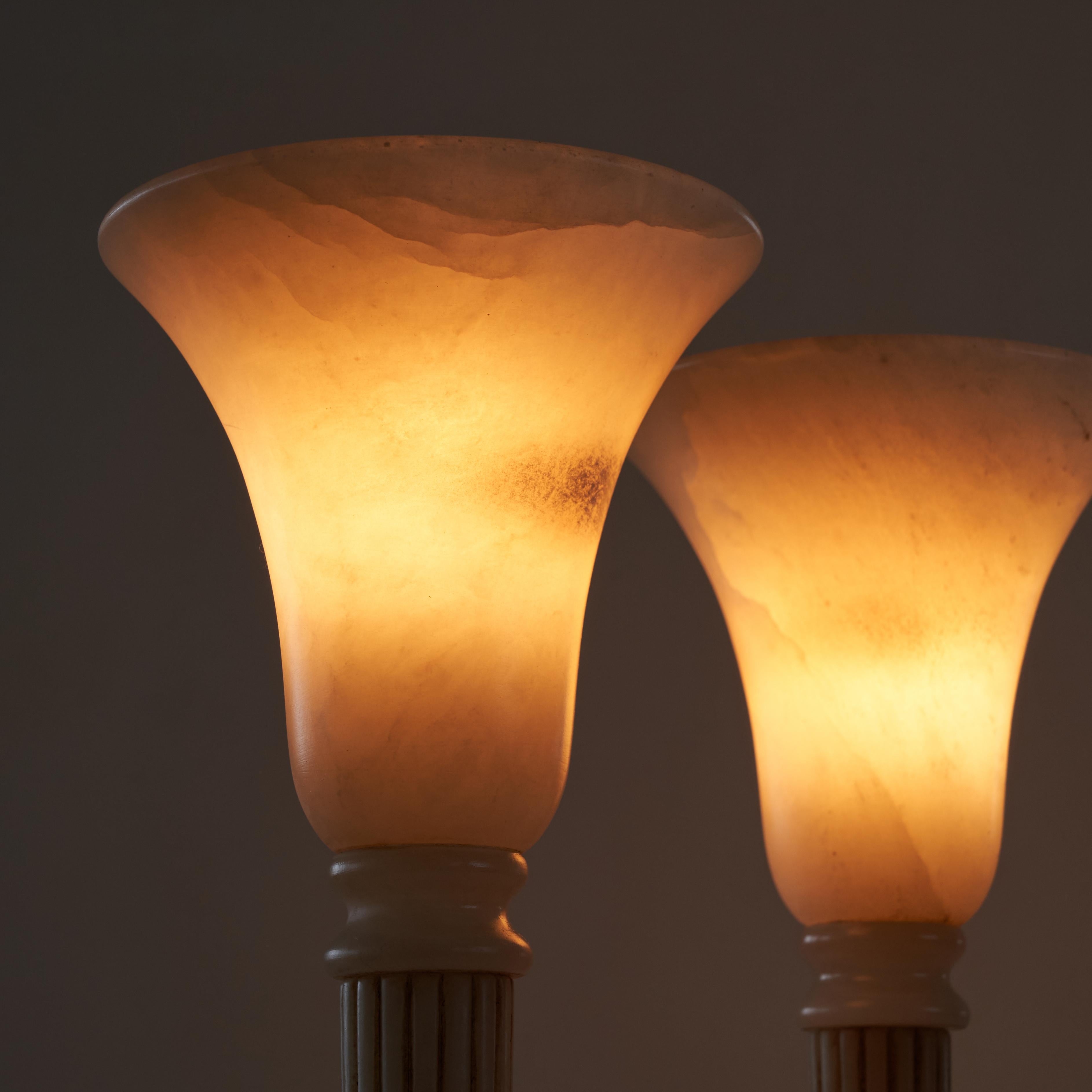 Paire de lampes de table en albâtre  Bon état - En vente à Tilburg, NL