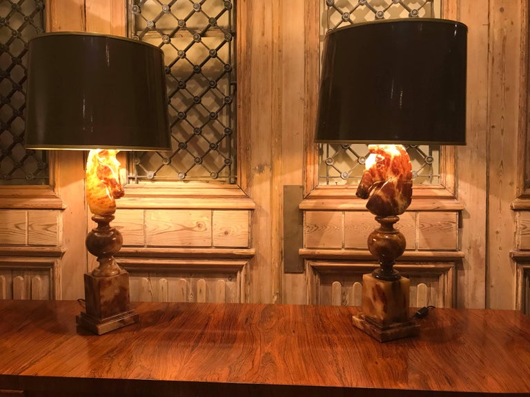 Pair of Alabaster Table Lamps For Sale 1