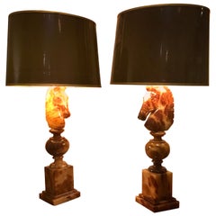 Pair of Alabaster Table Lamps