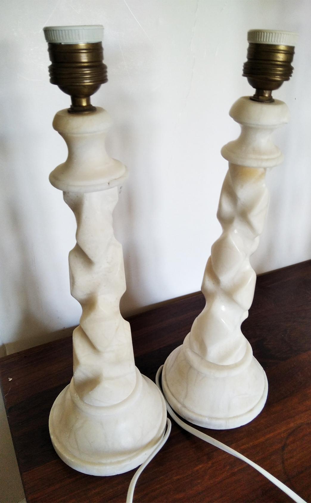 Pair of Alabaster Table Lamps, Italy, Mid-20th Century 4