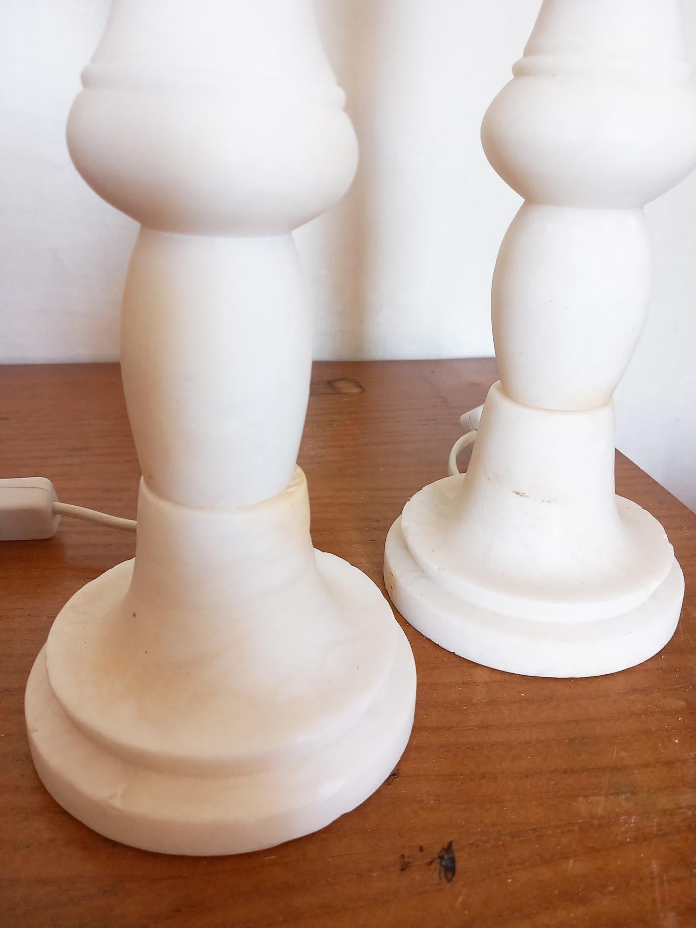 Italian Table Lamps Alabaster, Pair Mid-20th Century,  Italy For Sale
