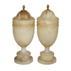 Pair of Alabaster Urn Table Lamps