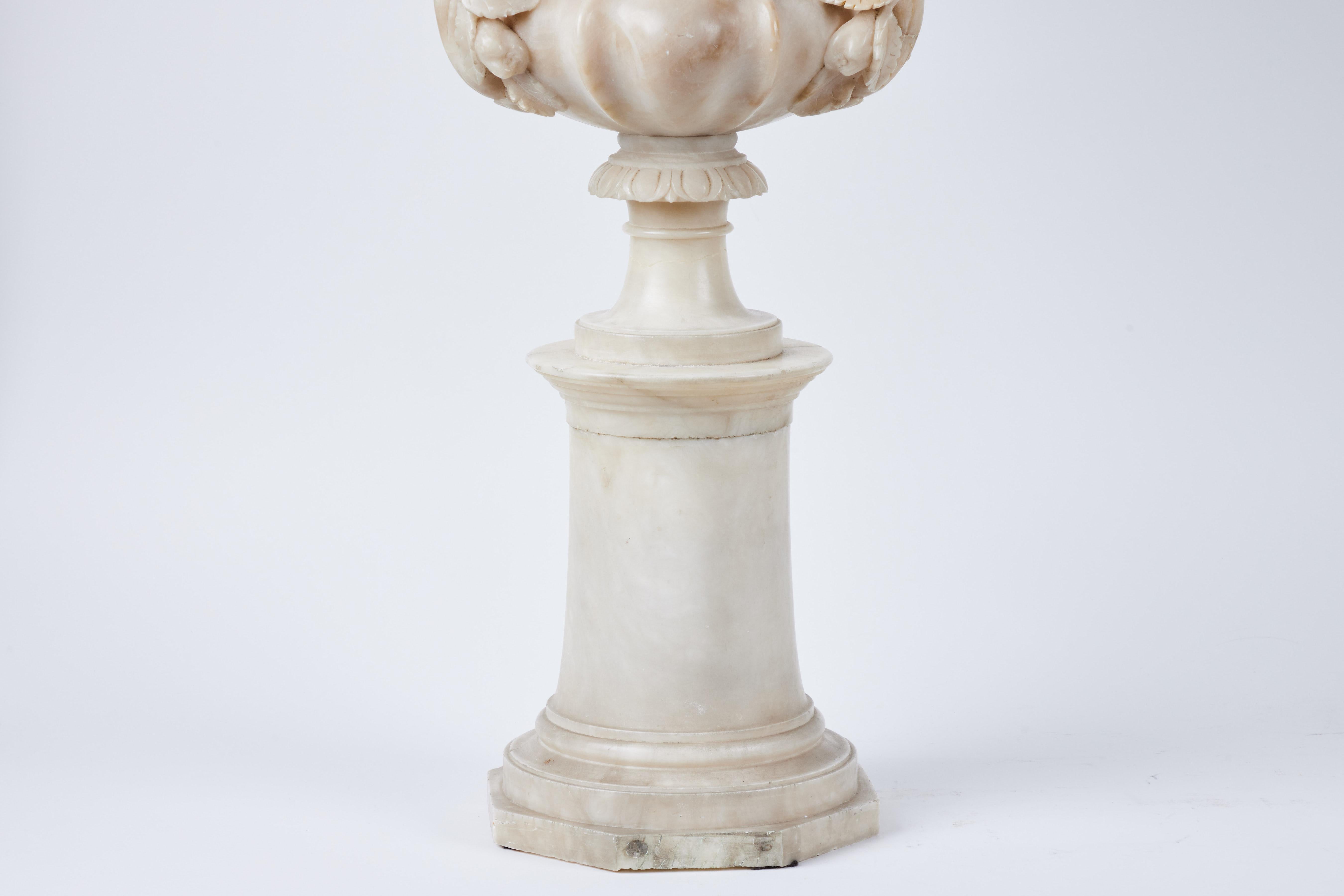 Pair of Alabaster Urns In Good Condition For Sale In Newport Beach, CA