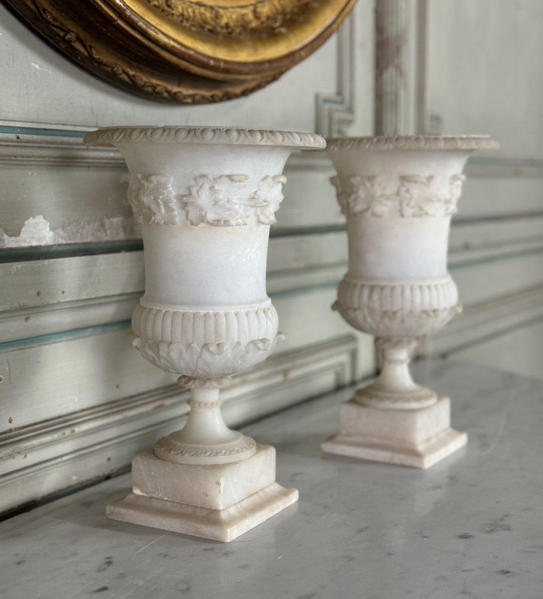 Classical Greek Pair Of Alabaster Vases, Italy About 1880