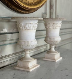 Pair Of Alabaster Vases, Italy About 1880