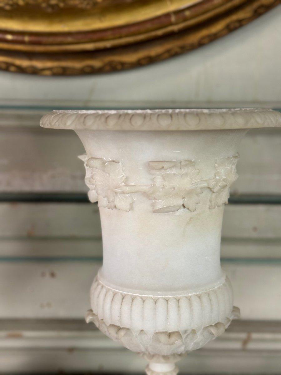 Marble Pair Of Alabaster Vases, Italy About 1880