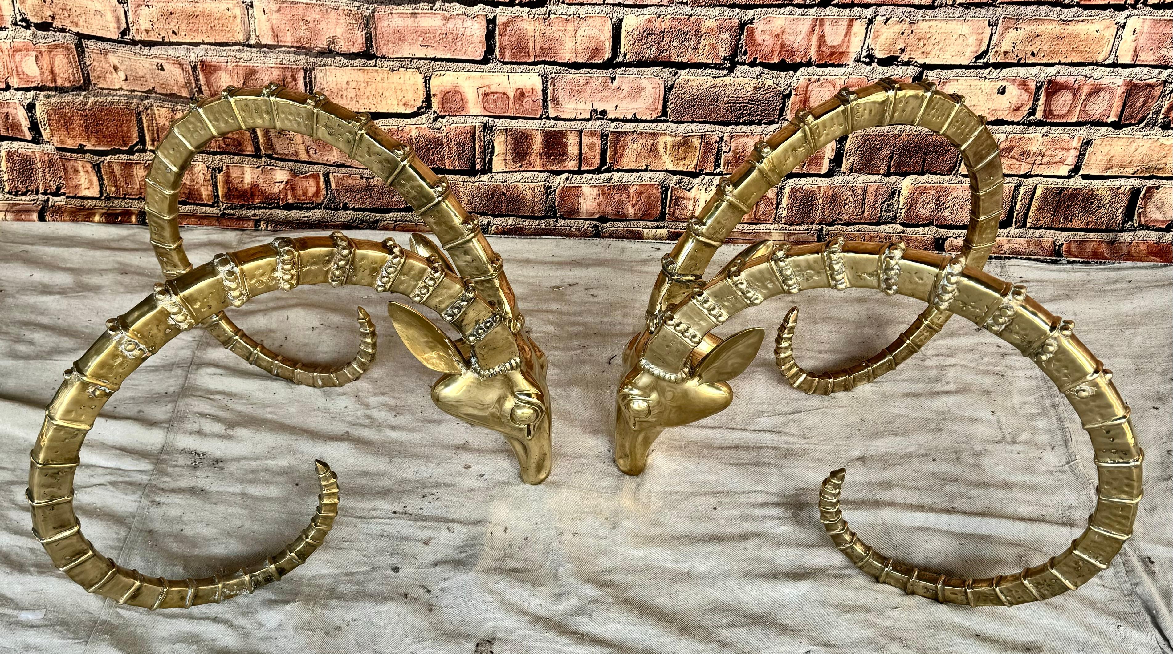 Pair Of Alain Chervet Style Ibex Head Coffee Table Bases In Good Condition In Bradenton, FL