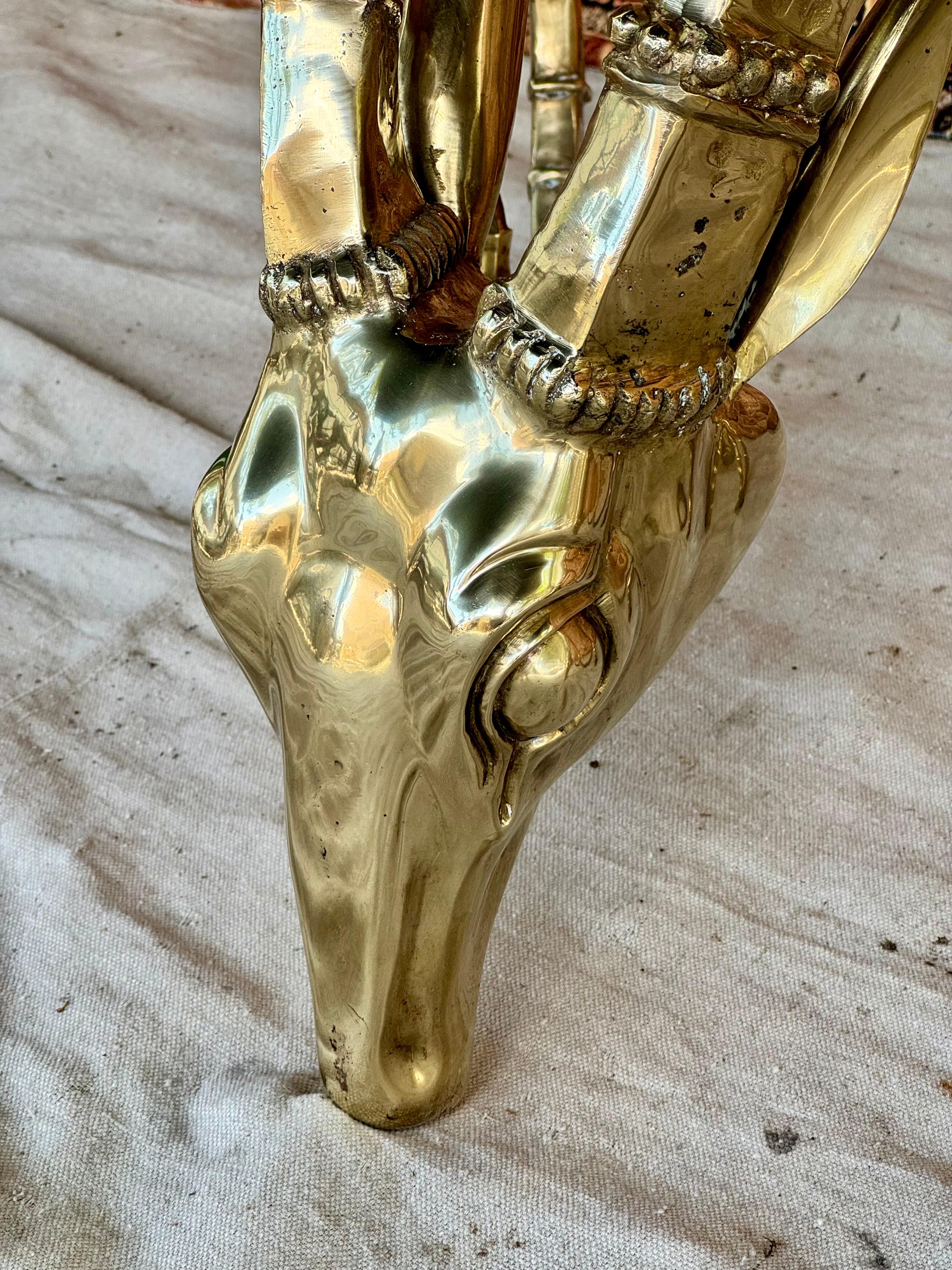 Brass Pair Of Alain Chervet Style Ibex Head Coffee Table Bases