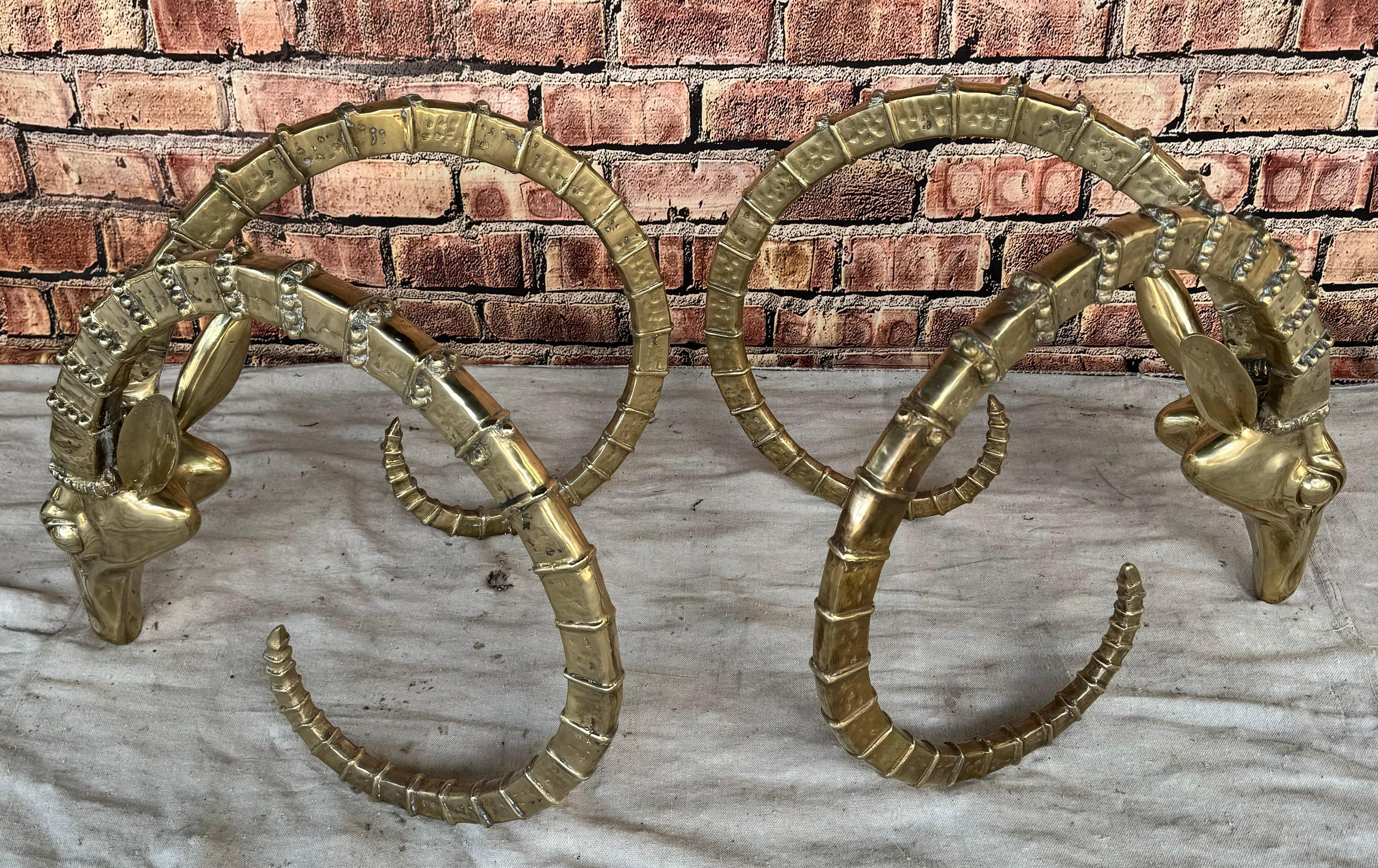 Pair Of Alain Chervet Style Ibex Head Coffee Table Bases 1