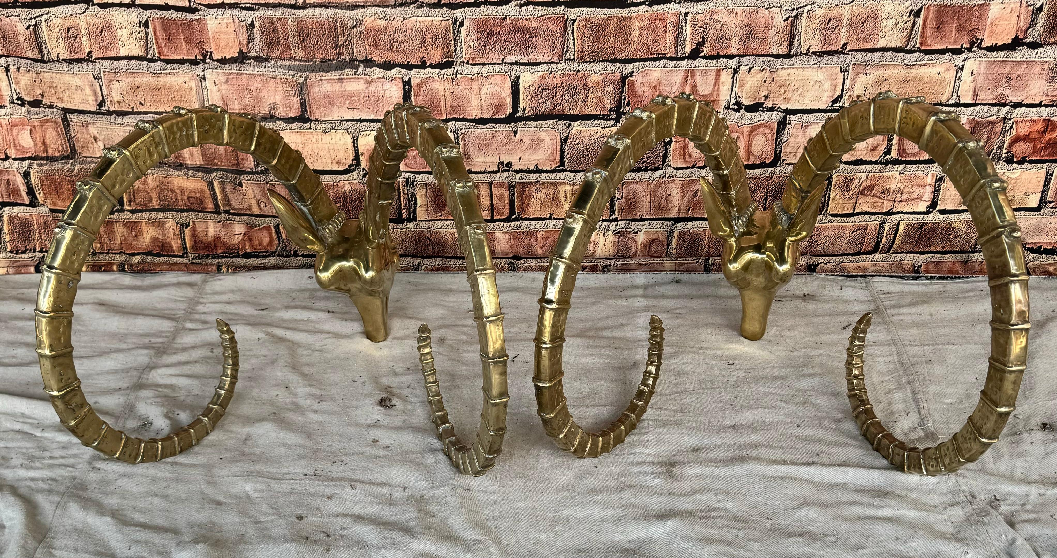 Pair Of Alain Chervet Style Ibex Head Coffee Table Bases 2
