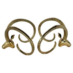 Pair Of Alain Chervet Style Ibex Head Coffee Table Bases