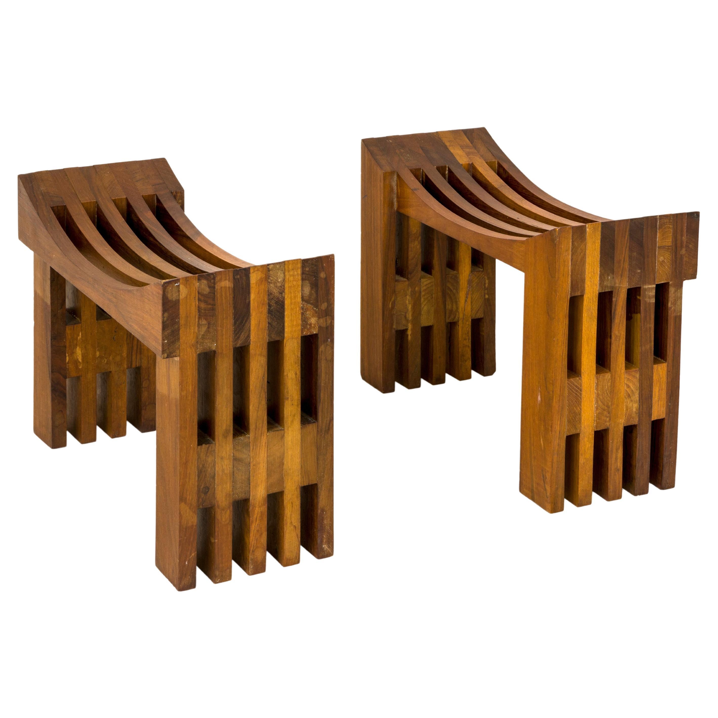 Paar Hocker von Alain Gaubert, um 1980, Frankreich im Angebot