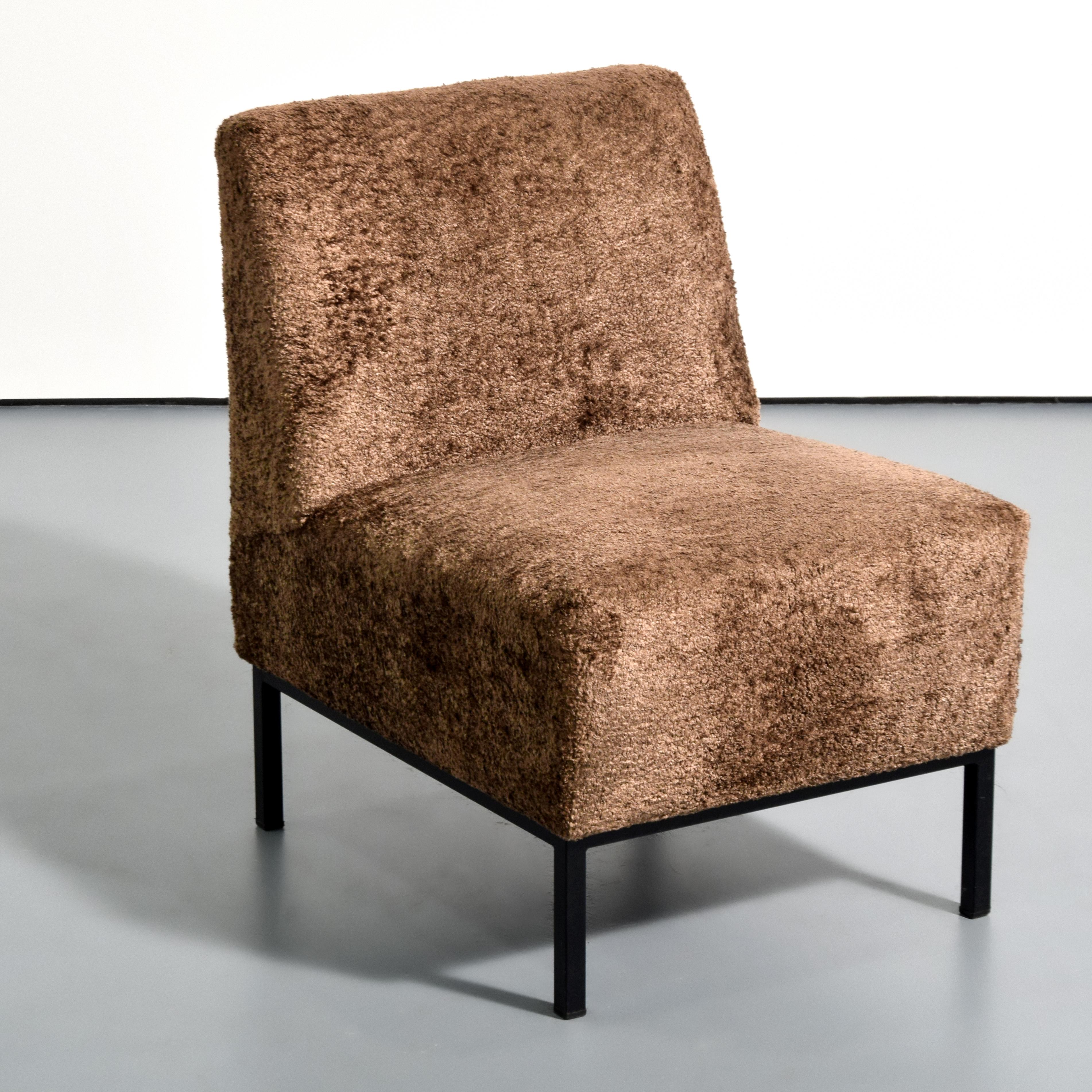 Acier Paire de chaises longues Alain Richard, design moderniste français en vente